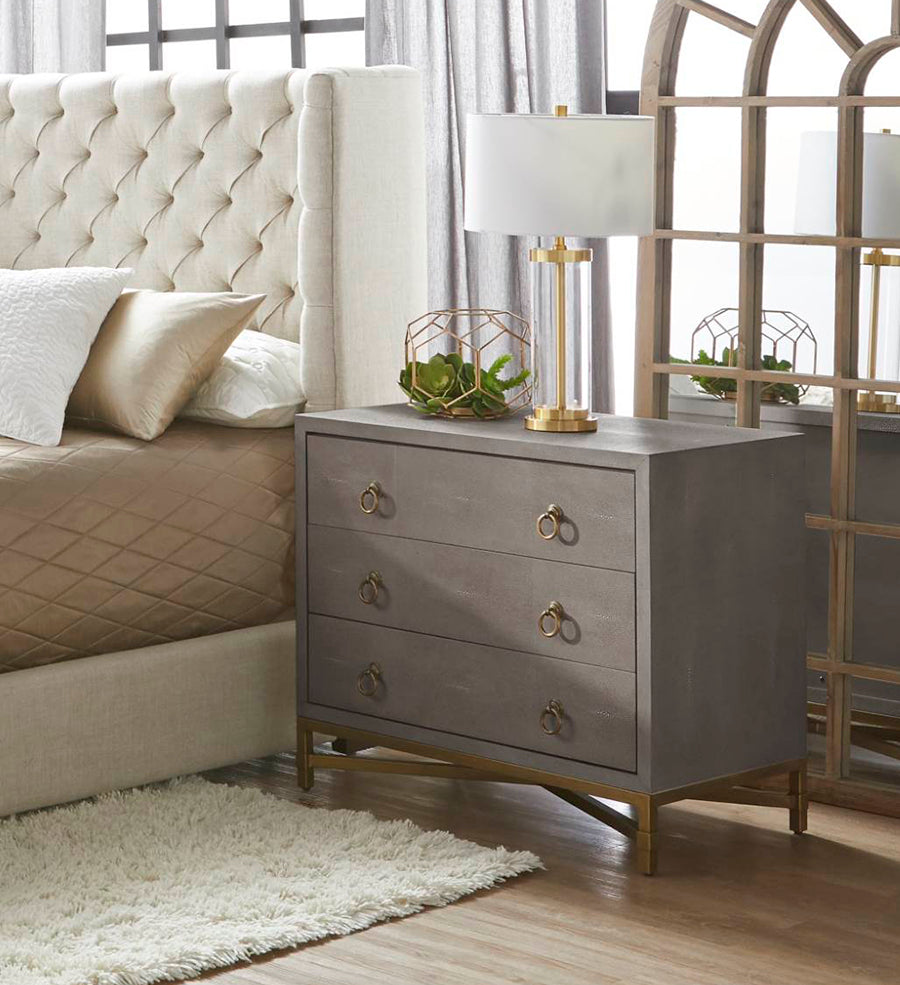 Smith Grey Shagreen Nightstand Room Scene