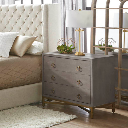 Smith Grey Shagreen Nightstand Room Scene