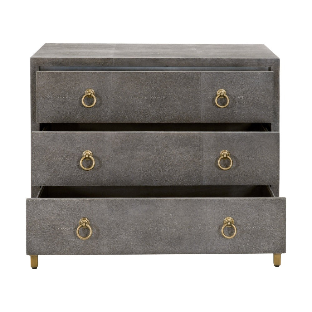 Smith Grey Shagreen Nightstand Open View