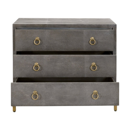 Smith Grey Shagreen Nightstand Open View