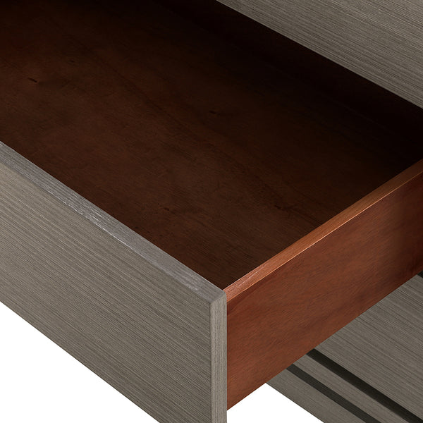 Stevie Grey Oak Nightstand Stained Drawer Interior