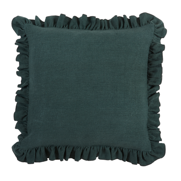 Teal Linen Ruffle Pillow Cover from Dear Keaton