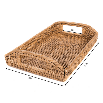 Bathroom Storage Wicker Basket, Vanity Decor Tray With Handles