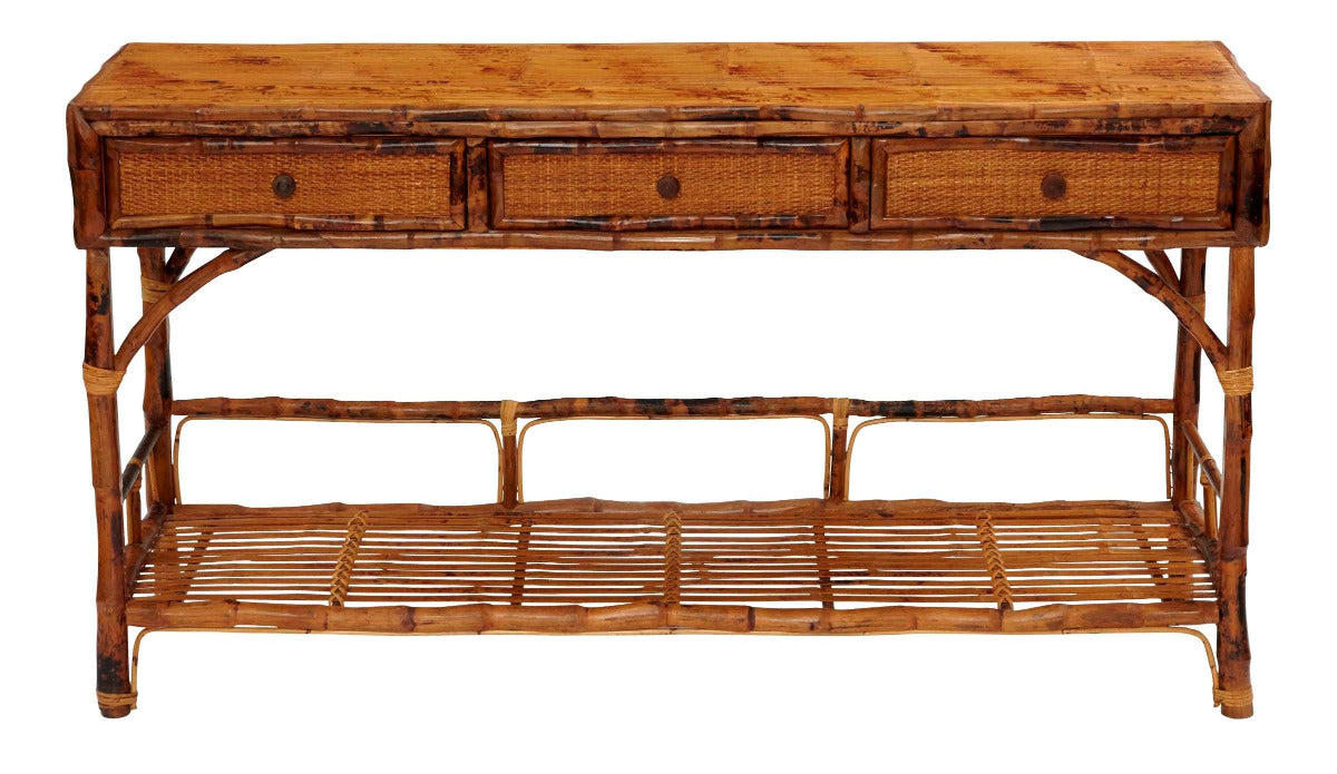 Tortoise Bamboo Buffet Console  Front View
