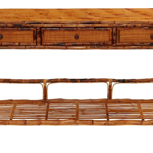 Tortoise Bamboo Buffet Console  Front View