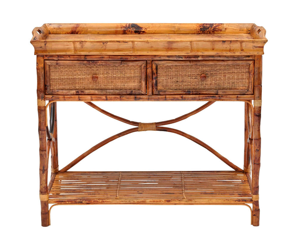 Tortoise Bamboo Serving Console from Dear Keaton - Removable tray top