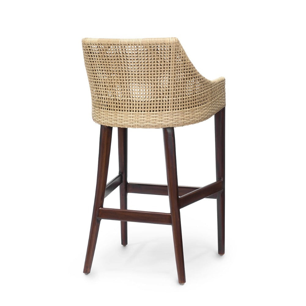 Vincent Honey Rattan Bar Stool Back View