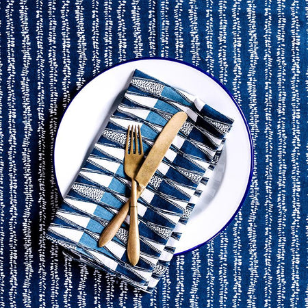 Walter G Tangier Denim Block Print Napkins Styled