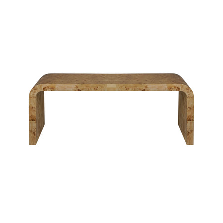 Waterfall Burlwood Coffee Table Front View