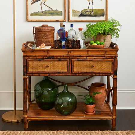 Tortoise Bamboo Serving Console Styled Bar Cart - Dear Keaton