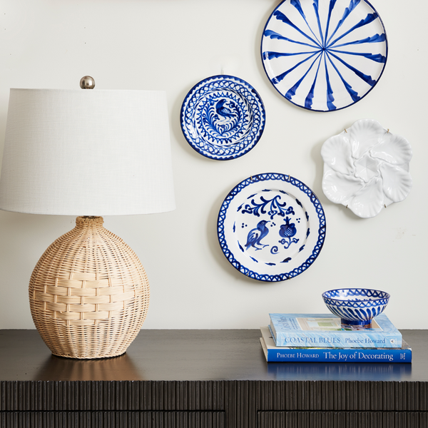 Saron Table Lamp with Blue Wall Plates - Dear Keaton