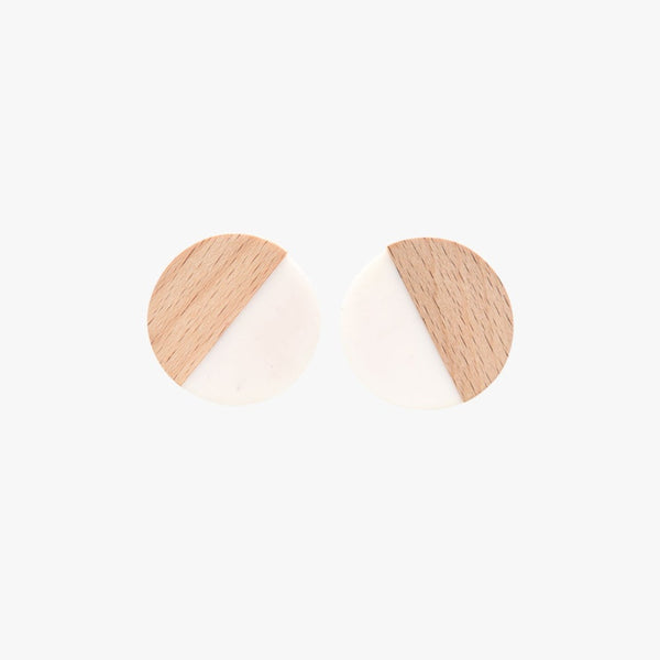 White Resin Circle Earrings
