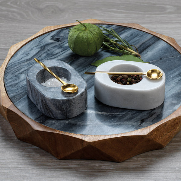 White Marble Spice Bowl Set Styled