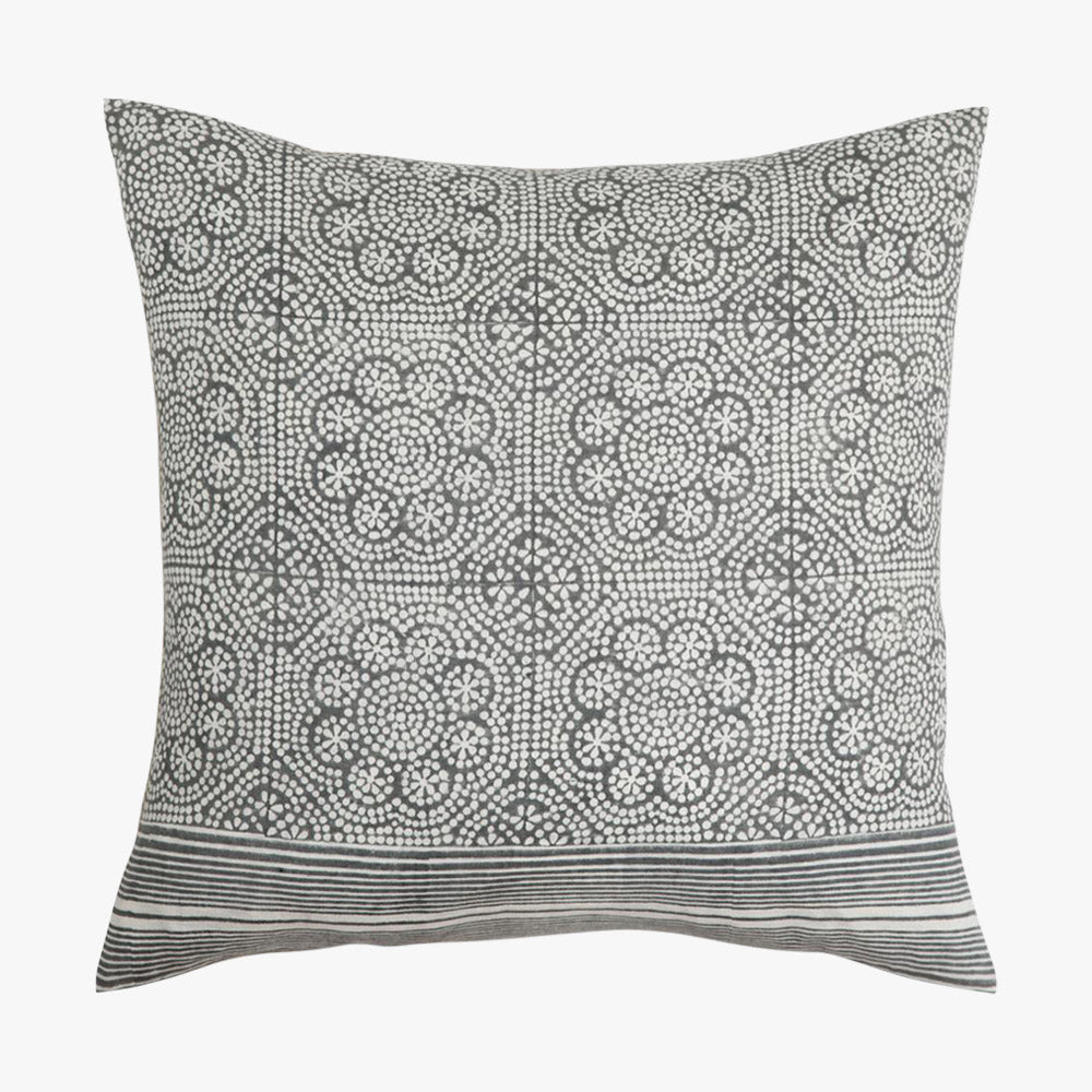 Wisteria Noir Pillow Cover Grey Block Print Pillows Dear Keaton