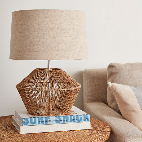 Woven Jute Rope Table Lamp Styled