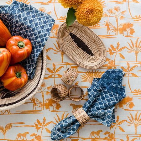 Woven Reed Oval Tray Styled