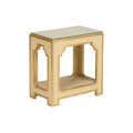 Yangon Raffia Side Table with gold trim