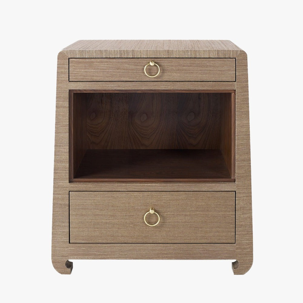 Zen Brown Grasscloth Side Table