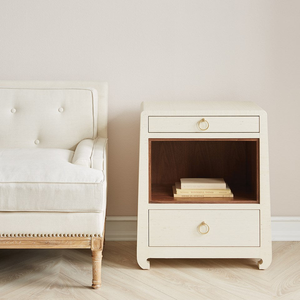 Zen Natural Grasscloth Side Table Styled