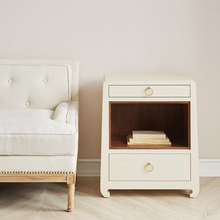 Zen Natural Grasscloth Side Table Styled