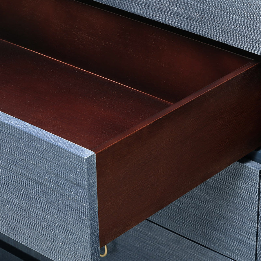 Zen Navy Grasscloth Dresser Drawer Closeup