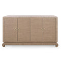 Zen Brown Grasscloth Four Door Cabinet  with chow feet