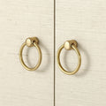 Zen Natural Grasscloth Four Door Storage Cabinet Gold Ring Hardware