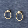 Zen Navy Grasscloth Cabinet Gold Ring Hardware