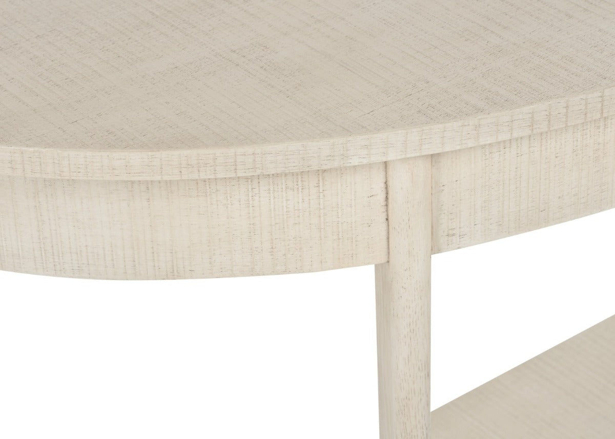 Zolman Demilune Console Close Up of Cerused Oak Finish