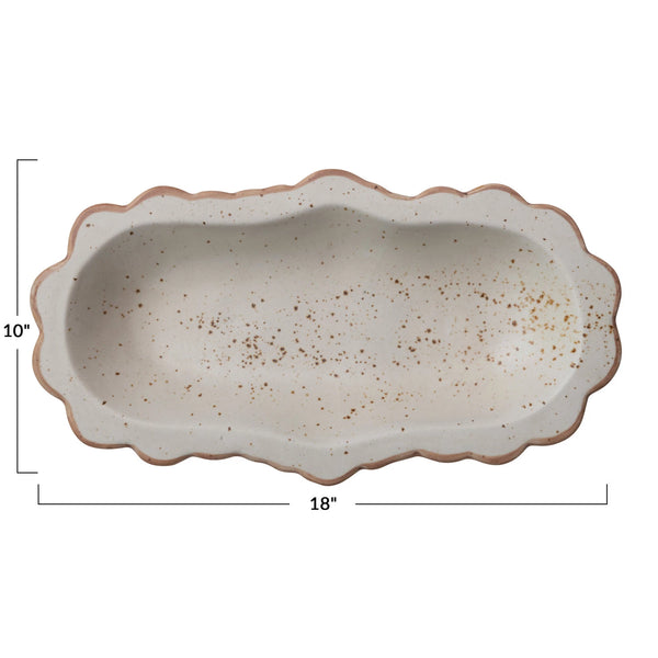 Emmaline Scalloped Platter with dimensions
